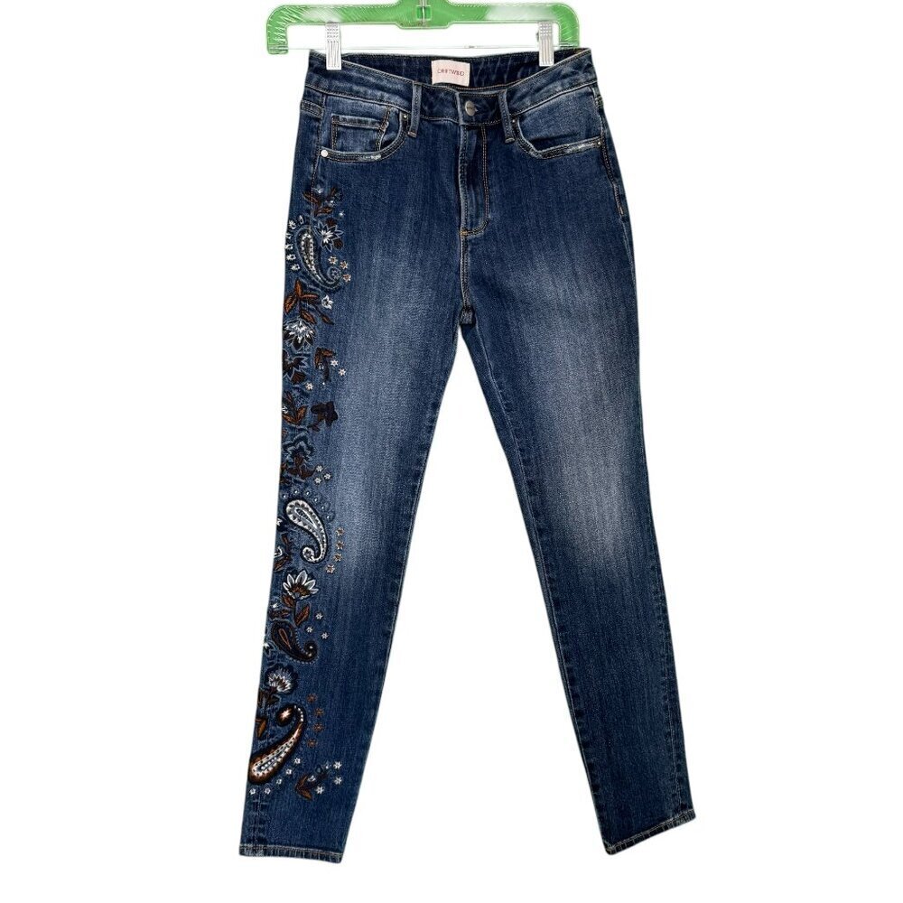 Driftwood X Bluebell Fleur Jackie Embroidered High Rise Skinny Jeans W25